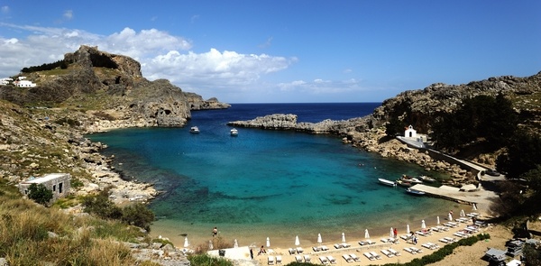 In Lindos Rhodes island, one of the most beautiful beaches of the world 